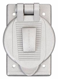 HUBBELL WIRING DEVICE-KELLEMS Weatherproof Cover: Cast Aluminum, Receptacles, 1 Gangs, No Enclosure (MPN HBL3393). Key specifications — Brand: HUBBELL WIRING DEVICE-KELLEMS; Color: Aluminum; Compatible with Product Type: Receptacles; Mounting Orientation: Vertical.