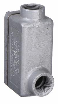 Conduit Outlet Body: Iron, Triple Coat Epoxy Coating, 3/4 in Trade Size, LB Body, Threaded (MPN ERLB75). Key specifications — Compatible Conduit Trade Size: 3/4 in; Thread Gender: Female; Hub Style: Threaded; Cover Included: Yes; Body Style: LB; Connection Type: Threaded; Back Type: Flat; Hazardous Location: Yes.