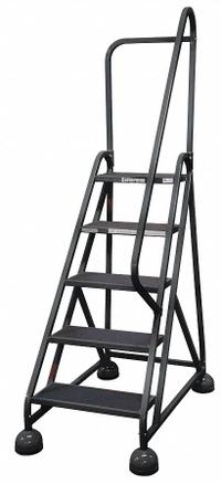 COTTERMAN Rolling Ladder: 3.8 ft Platform Ht, Partially Assembled, Steel, Wt-Actuated Auto-Lock (MPN ST-503 A2 C7 P5). Key specifications — Includes Handrails: Handrails Included; Material: Steel; Brand: COTTERMAN; Color: Black.