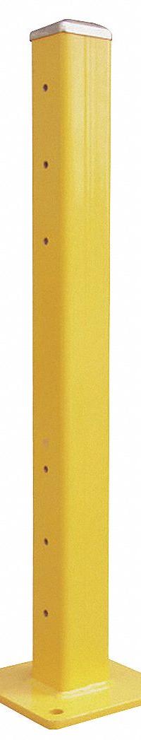 APPROVED VENDOR Inline Post: Inline, 42 5/8 in Overall Ht, Steel, Powder Coated, 4 in Post Dp (MPN 5W811). Key specifications — Includes Mounting Hardware: Mounting Hardware Included; Material: Steel; Number of Rail Levels: 2; Product Type: Guardrail Post; Finish: Powder Coated; Includes: Nuts.