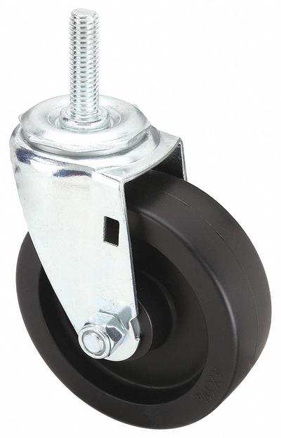 APPROVED VENDOR Stem Caster: Swivel, 4 in Wheel Dia., 1 1/4 in Wheel Wd, Polyolefin - Standard Threaded Stem Casters