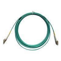MONOPRICE Fiber Optic Patch Cord: Multi-Mode, 10 m Lg, LC End 1, LC End 2, Aqua, PVC, 2 Fiber Count (MPN 41699). Key specifications — Fire Rating: Riser; Jacket Material: PVC; Number of Fibers: Duplex; Brand: MONOPRICE; _Fiber Optic Cable Style: 50/125µ OM4.