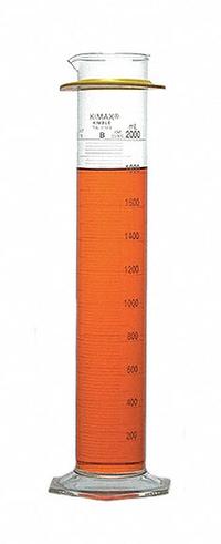 KIMBLE Graduated Cylinder: 2 L, B, To Contain (TC), 20 mL Graduation Increments - mL, 100 mL – 2 L (MPN 20022-2000). Key specifications — ASTM Specification: E1272; Brand: KIMBLE; USP Specification: Type I; Closure Included: No; Includes: Bumper.