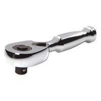 TEKTON Quick-Release Ratchet: Pear, Reversible, 3 in Overall Lg, Polished, 4° Min Arc Swing (MPN SRH11003). Key specifications — attr1205598: Reversible; attr1205605: Quick-Release Included; attr1205626: Polished; attr1228094: Stubby Length; attr1205607: Pear; attr1205624: TEKTON.