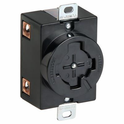 HUBBELL Locking Receptacle: Non-NEMA, Black, 250V DC/600V AC, 20 A_30 A Current Rating - General Purpose Receptacles
