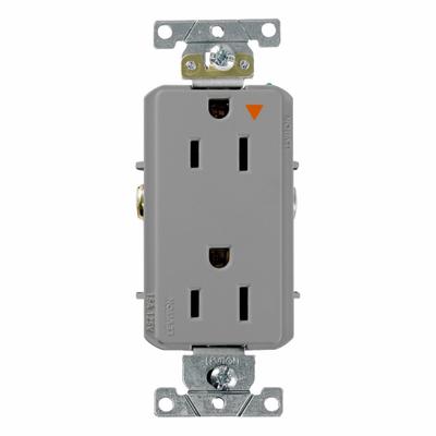 LEVITON Isolated Ground Duplex Receptacle Outlet: Duplex, 5-15, Gray, 125V AC, 15 A - General Purpose Receptacles