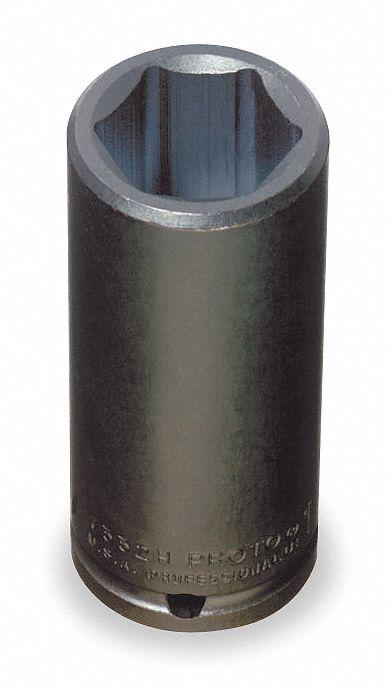 PROTO Impact Socket: 1/2 in Drive Size, SAE, 1 1/4 in Socket Size, 6-Point, Deep - 1/2" Drive Impact Sockets