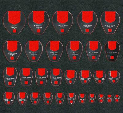 PROTO Foam Insert: Black/Red, 23 in Overall Wd, 16 in Overall Lg, 30 Compartments - Tool Storage Foam Inserts