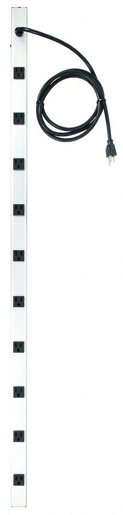 APPROVED VENDOR Outlet Strip: 10 Outlets, 6 ft Cord Lg, 15 A Current - Industrial Power Strips