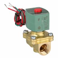 REDHAT Solenoid Valve: 2-Way, Normally Closed, 3/4 in Pipe Size, 120V AC, Compact, Brass Body (MPN 8030G043). Key specifications — Pipe Size: 3/4 in; Voltage: 120V AC; Brand: REDHAT; Coil Enclosure: Watertight.