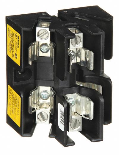BUSSMANN Fuse Block: Open Pyramid Block Design, 3 Pole, 600 V AC, Box Lug - Fuse Blocks for UL Class J Fuses