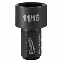 MILWAUKEE Impact Socket: SAE, 11/16 in Socket Size, 6-Point, Short, 1 41/64 in Overall Lg, Friction (MPN 49-16-1647). Key specifications — attr1215501: MILWAUKEE; attr1215515: Black Oxide; attr1215518: 11/16 in.