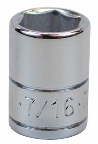 SK PROFESSIONAL TOOLS Socket: SAE, 1/4 in Drive Size, 7/16 in Socket Size, 6-Point, Std, Chrome (MPN 40914). Key specifications — attr1204417: SK PROFESSIONAL TOOLS; attr1204392: Chrome.