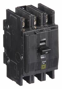 SQUARE D Miniature Circuit Breaker: 30 A, 120/240V AC, Three Phase, 22kA at 240V AC, 3 Poles (MPN QOU330VH). Key specifications — Phase: Three; Amps: 30 A; AC Voltage Rating: 120/240V AC; Max. AIR Rating: 22kA at 240V AC; For Use With: Air Conditioning and Refrigeration Equipment; Brand: SQUARE D.