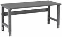 TENNSCO Workbench: Adj Ht, Steel, 72 in x 36 in, 1,800 lb Overall Load Capacity, Gray (MPN WBA-1-3672S). Key specifications — Brand: TENNSCO.