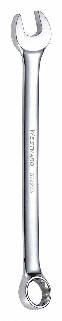 WESTWARD Combination Wrench: Alloy Steel, Chrome, 8 mm Head Size, 5 1/2 in Overall Lg - Metric 12-Point Combination Wrenches