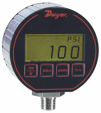 Dwyer Digital Process Pressure Gauge: 0 psi to 300 psi, ±0.25% Accuracy, DPG-107 - Intrinsically Safe Pressure Gauges