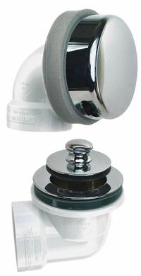 WATCO Shower Drain: Plastic, Chrome, 2 7/8 in Overall Dia, 16 in Overall Ht, Push and Pull, Glued (MPN 901-PP-PVC-CP). Key specifications — Color: Silver; Includes: Push Pull; Connection Type: Glued; Material: Plastic.
