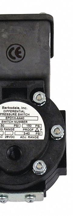 BARKSDALE Differential Pressure Switch: Mfr Part # EPD1H-AA40. Key specifications — Manufacturer Part Number: EPD1H-AA40; Product Type: Differential Pressure Switch.