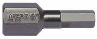 APEX Insert Bit: Insert Bit, Metric, Hex Head, 6 mm Bit Industry Size, Std, 2 1/4 in Overall Lg (MPN SZ-7-6MM). Key specifications — attr1119808: 6 mm; attr1119811: S2 Steel; attr1119815: Square; attr1119817: Standard; attr1119818: APEX; attr1119810: Impact Rated.