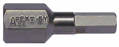APEX Insert Bit: Insert Bit, Metric, Hex Head, 6 mm Bit Industry Size, Std - Hex Impact Bits