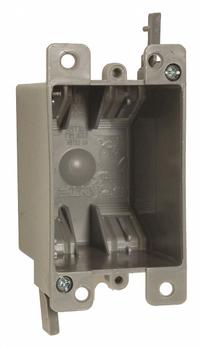 RACO Electrical Box: Thermoplastic, Nonmetallic Material & Nominal Size, Square, 1 Gangs, Flush (MPN 7887RAC). Key specifications — Brand: RACO; Bracket Style: Flush; Clamp Style: NMSC.