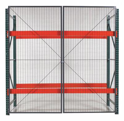 WIRECRAFTERS Door Kit: 1 Bays, 108 in x 1 1/4 in x 96 in, 10 ga, Steel, Powder Coated - Wire Mesh Hinged-Door Kits for Pallet Rack Enclosures