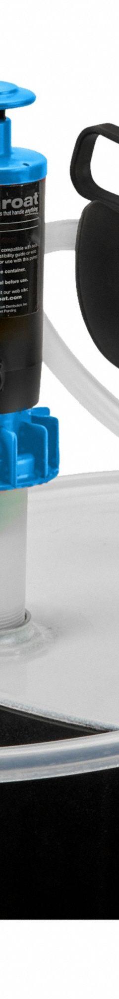 GOATTHROAT PUMPS Air Drum Pump: Pump w/ Discharge Hose & Nozzle, 1:1, 4.5 gpm Max. Flow Rate, PP (MPN GT200SRTBPVC). Key specifications — Brand: GOATTHROAT PUMPS; Suction Tube Material: PP.
