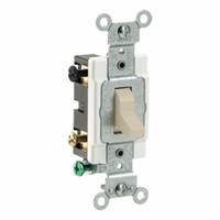 LEVITON Toggle 4-Way, 20 Amp: Toggle Switch, 4-Way, Maintained, Ivory, 120/277V AC, 20 A (MPN CS420-2I). Key specifications — Illuminated: No; Voltage Rating: 120/277V AC.