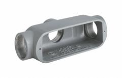 Conduit Outlet Body: Aluminum, 3/4 in Trade Size, TB Body, 7 cu in Body Capacity, Threaded Hub (MPN OTB-2). Key specifications — Finish: Powder Coated; Includes: Stainless Steel Screws; For Use With: IMC; Brand: HUBBELL KILLARK; Hub Style: Threaded; Mfr. Series: O.