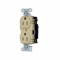 HUBBELL Receptacle: Duplex, 5-15, Ivory, 125V AC, 15 A, 2 Pole / 3 Wire (MPN 5252STI)