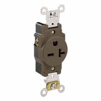 LEVITON Single Receptacle Outlet: Single, 6-20, Brown, 250V AC, 20 A, 2 Pole / 3 Wire (MPN 5461)