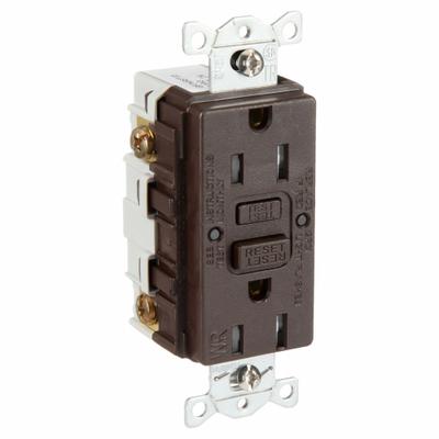 HUBBELL GFCI Receptacle: Duplex, 5-15, Brown, GFCI, 125V AC, 15 A, 2 Pole / 3 Wire (MPN GFRTW15) - General Purpose Receptacles