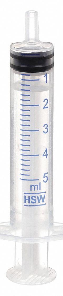 HENKE-JECT 3-Part Disposable Syringe: 5 mL Capacity - mL, Luer Slip, Polypropylene, Polypropylene (MPN 5050.000V0). Key specifications — Attachment Type: Luer Slip; Plunger Material: Polypropylene/Polyisoprene Rubber; Sterile/Non-Sterile: Sterile; Tip Material: Polypropylene; Barrel Material: Polypropylene; Brand: HENKE-JECT; Compatible Needles: Sharp, Tri-Bevel Needles; Includes Needles: No.