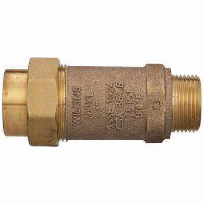 WILKINS Backflow Preventer: 700XL, 1 in Pipe Size, FNPT x MNPT, 40 gpm Flow Rate - Potable Water Dual Check Backflow Preventers