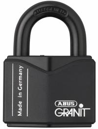 ABUS Padlock: Steel, Unfinished, Black, Std Shackle, Steel, 1 3/64 in Vert Clearance, GRANIT (MPN 37/55 MK KD). Key specifications — Series: GRANIT; Master Key Code: 694; Master Key Included: Yes; Brand: ABUS.