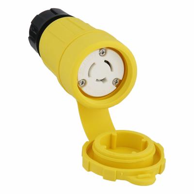 LEGRAND Locking Connector: Non-NEMA, Yellow, 125V AC, 20 A Current Rating, 3 Poles - Watertight Connectors