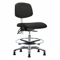 ESD/Cleanroom Task Chair: Vinyl, Armless, Ht Range 21 1/2 in to 29 in, 19 in Seat Wd, 18 in Seat Dp (MPN BR-NECR-MBCH-CR-T1-A0-CF-EG-ESDBLK). Key specifications — Foot Support: Yes; Back Tilt Backward: 13.5°; Back Tilt Forward: 10.5°; Base Material: Aluminum; Brand: APPROVED VENDOR; Product Type: Cleanroom Task Chair; Cleanroom Class: ISO 5; ESD-Safe: ESD-Safe.
