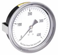 APPROVED VENDOR Panel-Mount Pressure Gauge: U-Clamp, 0 psi to 400 psi, 3 1/2 in Dial, Center Back (MPN 4CFA8). Key specifications — Accuracy: ±3-2-3%; Brand: APPROVED VENDOR; Vibration Resistance Properties: None; Gauge Wetted Parts: Brass / Bronze.