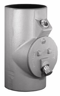 Sealing Fitting - Vertical: Aluminum, 3 in Trade Size, Female, 9 3/16 in Overall Lg (MPN EYDEF300AL). Key specifications — Brand: APPLETON ELECTRIC; Finish: Powder Coated; Connection Type: Threaded; Thread Gender: Female; Ends - Hazardous Fittings: 3 in FNPT x 3 in MNPT; Material: Aluminum; Hazardous Location Rating: Class I, Division 1 and 2, Groups C, D; Thread Type: NPT.