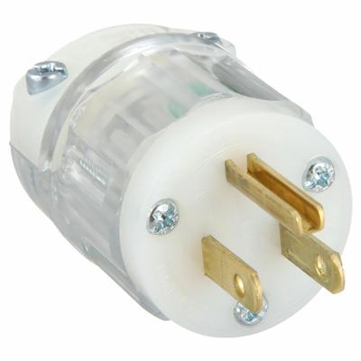 LEVITON Straight Blade Plug: Hospital Grade, 5-15P, 125V AC, 15 A, 2 Pole, 3 Blade - Status-Indicating Plugs