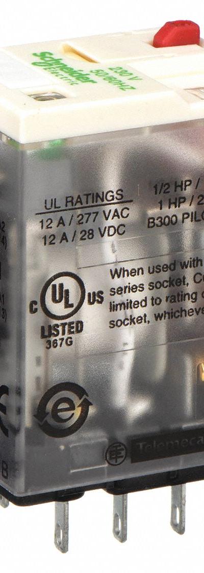 SCHNEIDER General Purpose Relay: Socket Mounted, 12 A Current Rating, 230V AC, DPDT - Socket-Mounted Relays