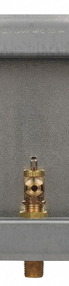 GUY GRAY Outlet Box: 1/2 in Sweat, 1/2 in Sweat, No Drain, 10 in Box Wd, 8.75 in Box Ht (MPN 88158). Key specifications — Valve Connection: 1/2 in Sweat; Inlet Connection: 1/2 in Sweat; Drain Location: No Drain; Brand: GUY GRAY.