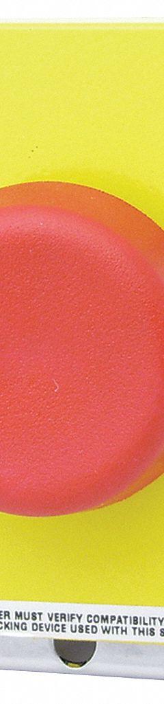 REES Emergency Stop Push Button: Non-Illuminated, Mushroom Head Profile, Non-Metallic, 57 mm (MPN 02182-002). Key specifications — Brand: REES; Action: Momentary; Terminal Connection: Pressure Plate; Push Button Material Type: Non-Metallic.