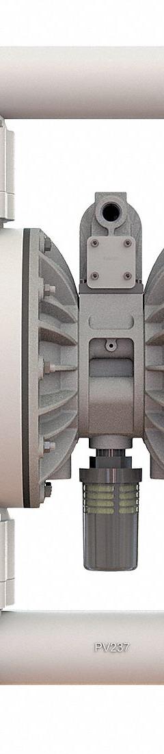 VERSAMATIC Double Diaphragm Pump: Polypropylene Body, 2 in, Flange Connection, 177 gpm, PP Seat (MPN E2PA6D669C). Key specifications — Brand: VERSAMATIC; Seat Material: PP; Check Valve Material: Santoprene.