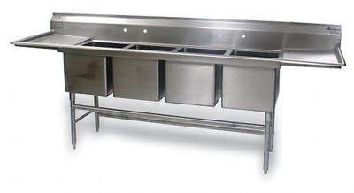EAGLE GROUP Kitchen Sink: 4 Bowls, 44 1/2 in Overall Ht, 116 in Overall Lg - Four-Bowl Freestanding Kitchen & Bar Sinks without Faucets