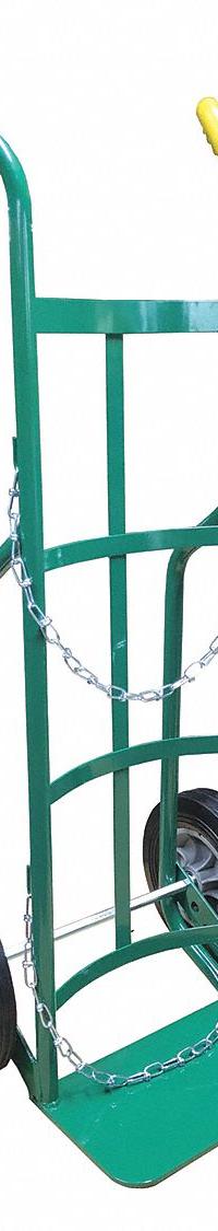 APPROVED VENDOR Cylinder Hand Truck: 800 lb, Single, 1 Cylinder, 14 in W x 8 in D Nose Plate (MPN 9KCY2). Key specifications — Brand: APPROVED VENDOR; Color: Green; Securing Mechanism: Chain.