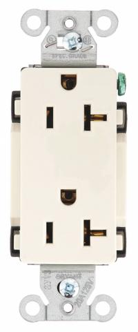BRYANT Receptacle: Decorator Duplex, 5-20, Light Almond, 125V AC, 20 A, 2 Pole / 3 Wire (MPN DRS20LA)