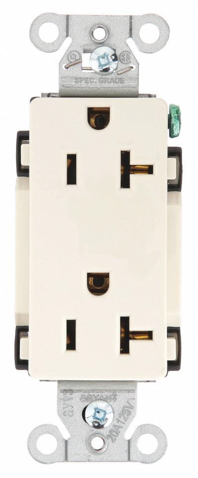 BRYANT Receptacle: Decorator Duplex, 5-20, Light Almond, 125V AC, 20 A - General Purpose Receptacles