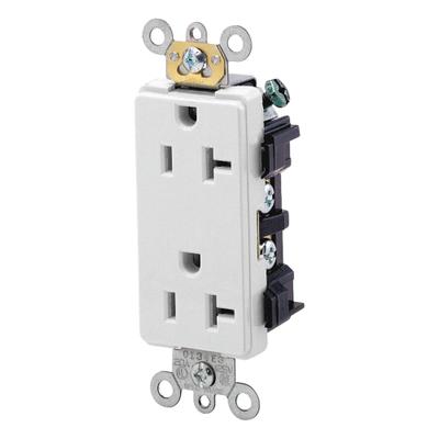 LEVITON Receptacle: Decorator Duplex, 5-20, White, 125V AC, 20 A, 2 Pole / 3 Wire (MPN 16342-W) - General Purpose Receptacles